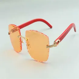 2021 Designer Sonnenbrille 3524023 Schnittlinien Natürliche rote Holzschlempel Gläser Größe 58-18-135 mm288n