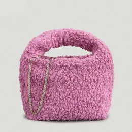 Hobo moda lambslool damskie torebki torebki hobos torebki na ramię luksusowe furskie łańcuchy futra torba crossbody mała torebka żeńska zima hkd230817