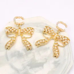 20 -styl Mieszane marki Projektanci Listy Stud Gold Plate Sier Women Crystal Rhinestone Pearl Pearring Party Party