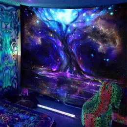 Tapestries Black Light Indian Meditation Tapestry Hippie UV Reactive Psychedelic Tapestry Wall Hanging Yoga Carpet Boho Room Home Decor R230817