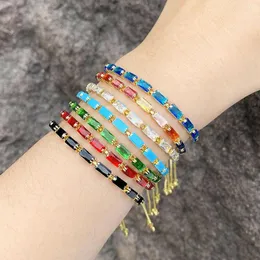 Strand Vlen Multicolor Cubic Zirconia Beads Bracelet Box Chain Bracelets for Women Boho Cz Jewelry Ins Mashing Tading Pulseras Femme