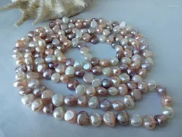 체인 정품 Frehswater Pearl Necklace 50 "오페라 자연 바로크 7-8mm 긴 스웨터 체인