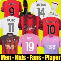 23 Mens Camisetas Reijnders 24 Koche Futebol Jerseys Giroud De Ketelaere Rafa Leão Camisa de Futebol Quarto 4º Homens Kit Kit Uniformes 2023 2024 Pulisic Loftuscheek Ac