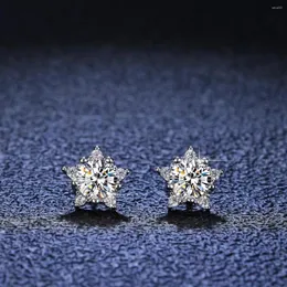 أقراط مسمار Quke Que Moissanite Diamond Star 0.5ct D Color VVS1 Pure 925 Sterling Silver for Women Wedding Fine Jewelry EA012
