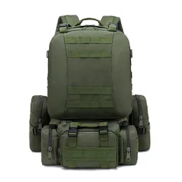 Школьные сумки 50 л тактического рюкзака Mens военные 4 в 1 Molle Sport Bag Водонепроницаемые на открытом воздухе поход 3D Rucksack 230817