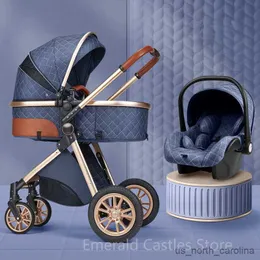 Barnvagnar# Ny 3 i 1 Baby Barnvagn Hög Landscape Carriage Light Newborn Pram Shock Proof Tway in 1 Kid Car Baby Comfort Cart 2023 R230817