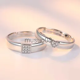 Bandringe 2 Teile/sätze Geometrische Liebe Herz Zirkon Ringe Gepaarte Ringe für Paar Versprechen Passenden Ehering Set Senior Designer Schmuck J230817