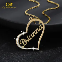 Чокеры персонализировали Iced Out Heart Название ожерелье Золото из нержавеющей стали, индивидуальные подарки для женской девушки 230817
