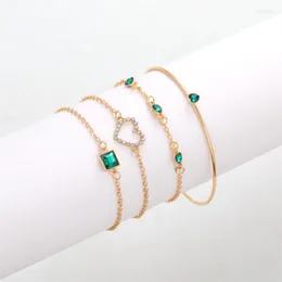 Strand Fashion 4pcs Branga de cristal verde jóias criativas e simples de pulseira