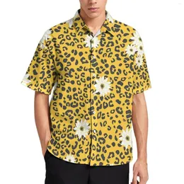 Мужские повседневные рубашки цветочный леопардовый дизайн пляжная рубашка белый цветочный принт гавайский мужской мужчина хараджуку блузки с коротким рукавами графическая одежда