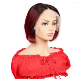 Honey Blonde Color 13X4 Transparent Lace Front Human Hair Wigs Brazilian Short Bob Ombre T1B/30/99J Remy