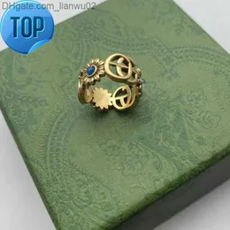 Band Rings Designer Ring Golden Flower Pattern Love Luxury Rings Blue Diamond Fashion Womens Jewelry Men Shining Ggity Letter with Box Z230817