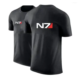 Camisetas masculinas N7 Mass Effect 2023 Fashion Round-G-S-shirts Summer Summer Short Sleeved Sports Sports Longe Breathable Streetwear Tops