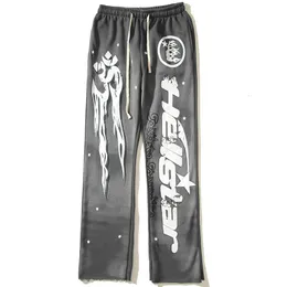 Calça masculina Hellstar Sortpants Classic Flame Letter Print Hellstar High Street Hip Hop Homens Casual Mulheres 230816