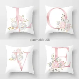 Pillow Case 26 Letters Pink Case Letter Throw Cover 45*45cm Alphabet Letter Decorative cases Pink case almohada HKD230817