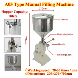 ly調整可能な手作業の手圧充填機10L商用液体ディスペンサーA03ボトルフィラーペースト化粧品オイル