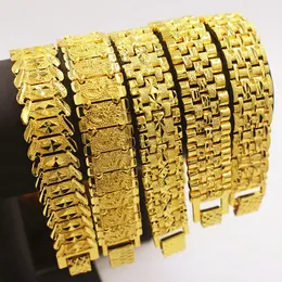Charm Bracelets European Currency Gold Jewelry Aggressive Men's Wide Bracelet Long term Fadeless Copper Plated Vietnam Sand 230816