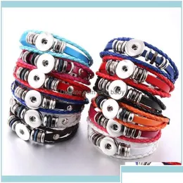 Charm Bracelets Jewelrycharm Snap Button Bracelet Bangle Leather Retro Handmade Braided Fit 18Mm Buttons Jewelry1 Drop Delivery 2021 J Dhdvj