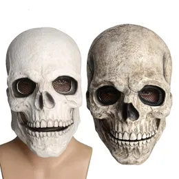 Party Masks Halloween Skeleton Skull Horrible Mask Full Head Mouth Movible Cranium Headgear Unisex Latex Terror Ghost Hjälm Costume Prop 230816CJ