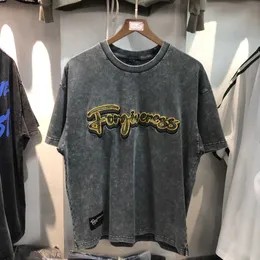 T-shirty męskie dobra jakość ładna, myta ponadgabarytowa koszulka vintage mężczyźni listy haftowe 3D Kobiety mody koszulki streetwearne koszulki streetwearne