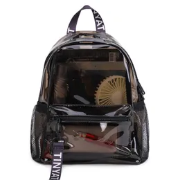 Borse per la scuola Fashion Clear Pvc Women Gackpack Trend Solido da viaggio trasparente per ragazze Mochila 230816