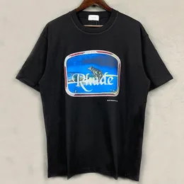 Magliette da uomo Rhude Maglietta Castle Coconut Tree Davanzale Scenic Casual Allentato Traspirante Maglietta a maniche corte Uomo Donna Coppie Top Tee da