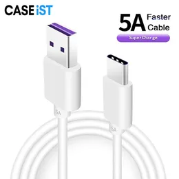 Caseist 5A snabb laddningskabel 1m 3ft 1,5 m 2m 6ft meter Super Snabb mobiltelefonladdare USB Typ C Micro Mobile Cell Sync Data Vita PVC -kablar för telefon Samsung Android PC