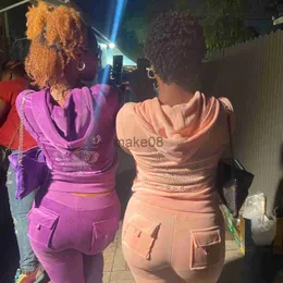 Женские штаны с двумя частями сочные спортивные костюмы набор женских велюров
