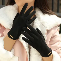 Перчатки Five Fingers Grace Fashion Lady Gloves Женщины зимний винтажный сенсорный экран Драйк Держите теплые ветропроницаемые перчатки рукавицы G072 230816