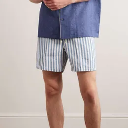 Pantaloncini da uomo firmati Pqlb Pantaloncini corti casual dal design italiano estivo Loro Piana Bermuda Bay Abbigliamento da spiaggia con coulisse in lino a righe a gamba dritta