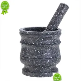 Andra hemträdgårdsgranitmönster PESTLE MORTAR SET STONE Herb krydda kvarn fast matlagning Drop Delivery Dhemu