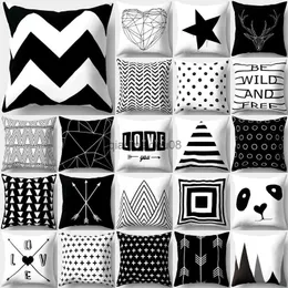 Pillow Case 45*45 Nordic Style Home Decor Schwarz weiße geometrische Kissen Polyester Dekorative Hülle HKD230817