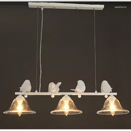 Pendant Lamps Wonderland White 4 Birds 3 Heads Simple Nordic Style Lamp Warm Sweet Light Creative Home Design Living Room PL-224