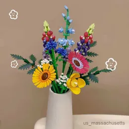 Romantik 10313 kır çiçeği buket çiçekleri yapı blokları yaratıcı ev masası bitki dekorasyonu montajı B oyuncakları kız için hediye r230817