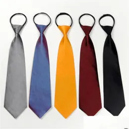Groom Ties Cummerbunds Zipper Tie 35Cm/8Cm Lazy Short Men Suit Business Wide Black Red Necktie Neckcloth Neckwear Performance Party Dh9Lo