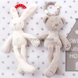 Cute Baby Crib Stroller Toy Rabbit Bunny Bear Soft Plush infant Doll Bed Pram kid Animal Hanging Ring Color Random HKD230817