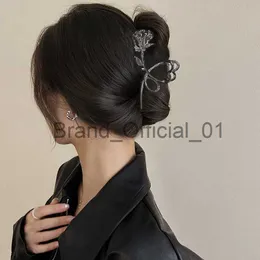 2023 Korean Fashion Y2K Rose Vintage Hair Claws Clows Women Metal Flower