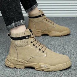 Boots Autunno High Top Work Shoes for Men Platform Caving Fashion Quality Booties Outdoor Zapatos de Hombre