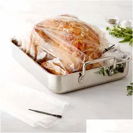 Disposable Dinnerware 100Pcs Heat Resistance Nylon-Blend Slow Cooker Liner Roasting Turkey Bag For Cooking Oven Baking Bags Kitchen Otng0