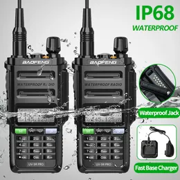 Walkie talkie 2pcs Baofeng UV 9R Pro IP68 Waterproof podwójny pasek 136 174 400 520 MHz Ham Radio ulepszone UV9R Długie zasięg UV XR 230816