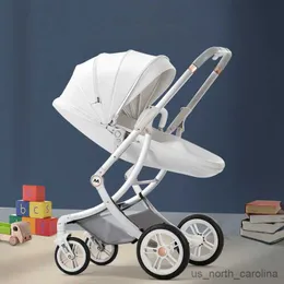 Passeggini# Nuovo passeggino per bambini di lusso può sedersi e mentire passeggino a due vie passeggino neonato passeggino bianco in pelle bianca baby r230817