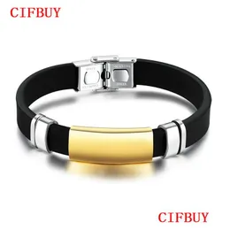 Charm Armbänder Cifbuy Sport Mens Sile Smooth Design Schwarz / Champagner Gold Farbe 10 mm Breite Länge Verstellbares männliches Geschenk Ph1157 Drop Dhkin