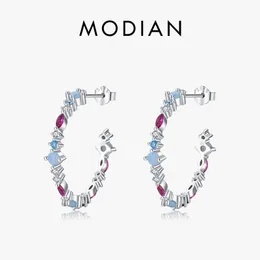 Urok Modian 925 Srebrny Srebrny Rainbow Color Cyrronia Studs For Women Ear Studs Prezent Wedding Prezent Fine Jewelry 230817