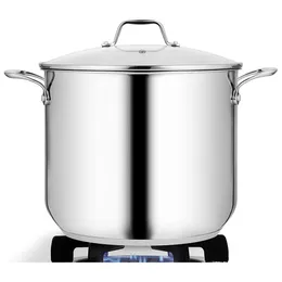 Pote de estoque de aço inoxidável de 12 litros 18 8 Poto de sopa de indução de grau alimentar W Veja através da tampa