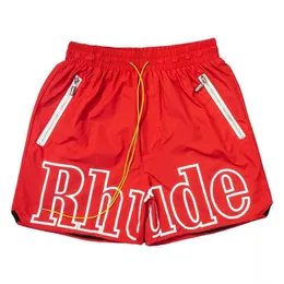 Shorts Mens Rhude Designer Short Men Summer Casual Polyester Snabbtorkning av dragkörningstrandkläder Löst sportshorts för män och kvinnor Högkvalitativ EU -storlek