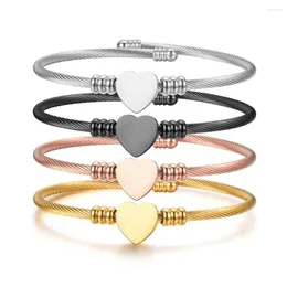 Bangle Love Heart Armband Justerbart väv av rostfritt stål Fashion Jewelry Gift Kvinnor Tendens Kvinnliga personlighetstillbehör