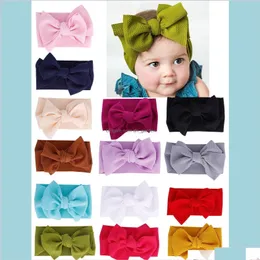 Headbands 14Color Fit All Baby Large Girls Headband 7Inch Big Bowknot Headwrap Kids For Hair Cotton Wide Head Turban Infant Born Lbhxb Dh26E