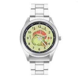 Zegarek na rękę Cottagecore estetyczna urocza vintage żaba i kwarc ślimakowy Watch Silent Para Design Design ze stali nierdzewnym