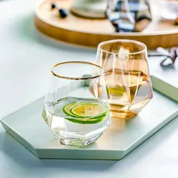 Weingläser hitzebeständiger transparenter Phnom Penh Wasserbecher Diamant Form Kristallglas Tee Tasse zum Trinken von Milch Beertea-Saft