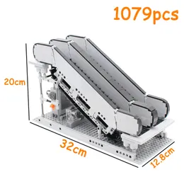 Блоки MOC Строительный блок кирпичи 1079pcs Электрический эскалаторный механизм мощности мощности функции лифта композитный поперечный арбалет 230816